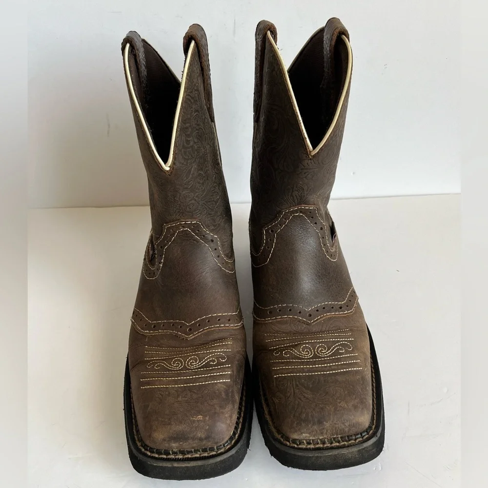 Justin Brown Leather Western Boots Women's Size 9.5B